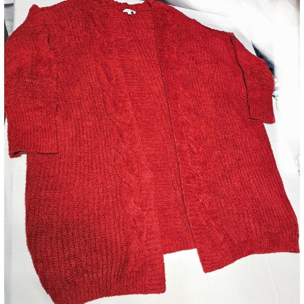 Maurice's Cozy Cable‎ Knit Chenille Cardigan Open Front Red Womens 2X - Picture 2 of 10
